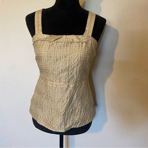 Leon Max Limited Edition Tan Silk/Cotton Blend CrissCross Back Tank Top